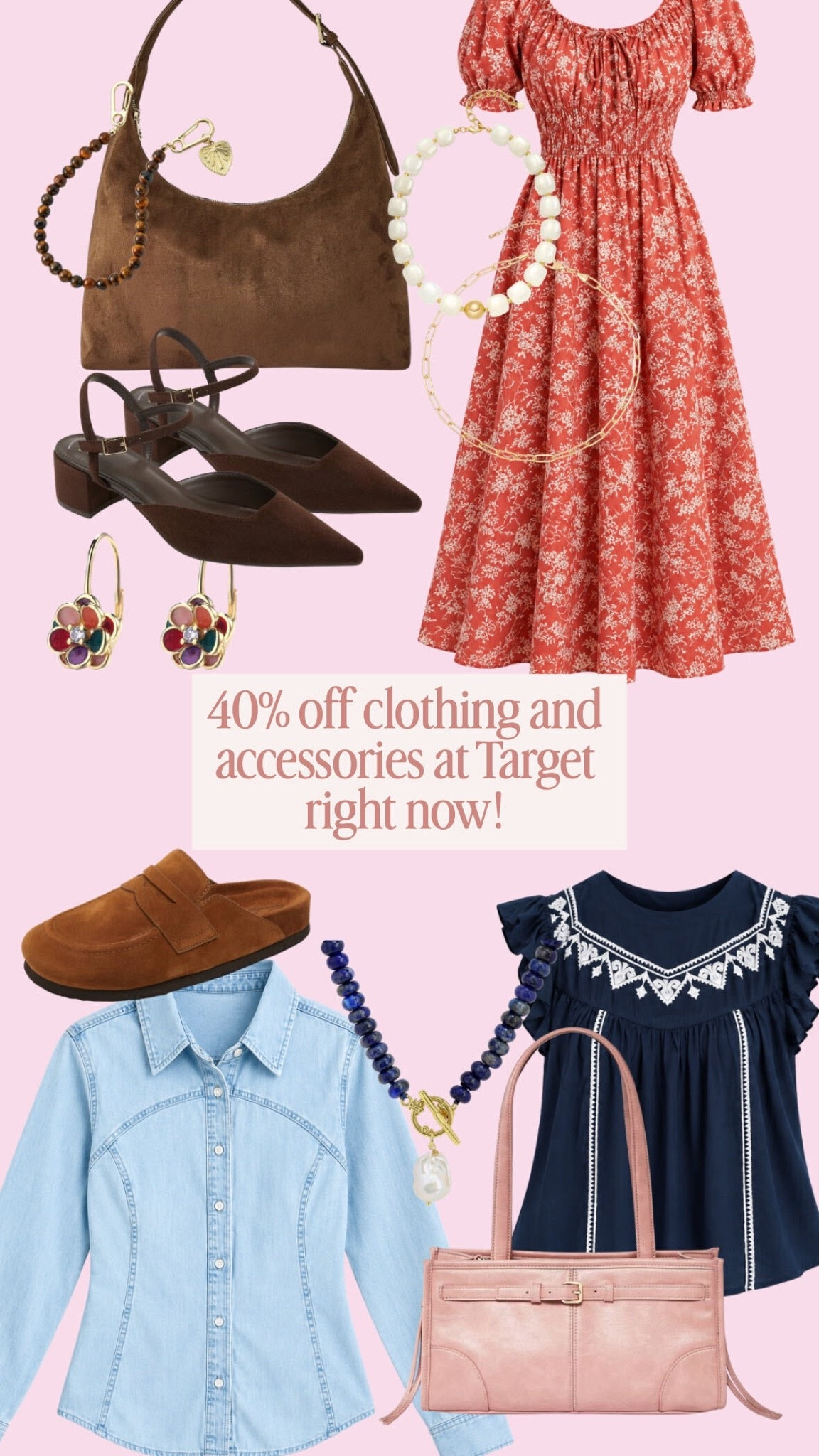 Target clothing and accessories are 40% off right now and there are SO many good fall finds included! I rounded up dresses, denim, shoes, bags, and jewelry that make building cute fall outfits way easier. This is a great time to grab a few pieces you’ve had sitting in your cart. 

 #LTKgrwm #LTKootd #LTKSaleAlert