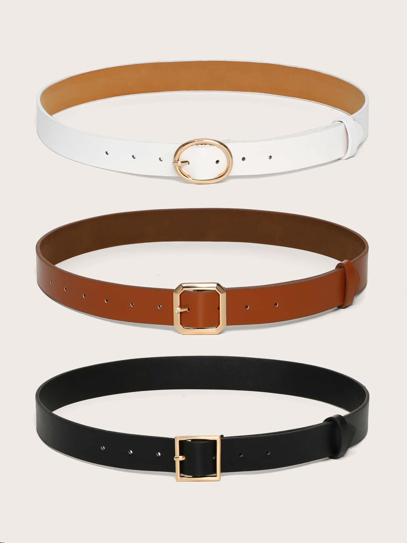 3pcs Geometric Buckle Belt | SHEIN