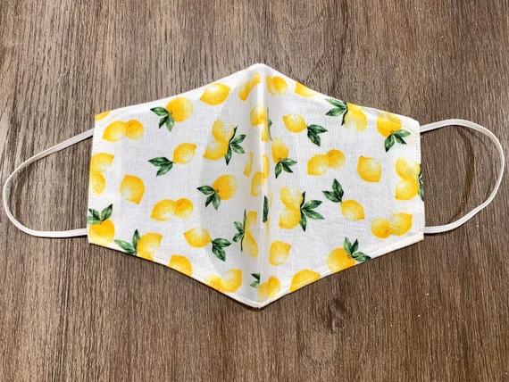 Lemon Face Mask, 100% Cotton, Filter Insert, Reusable & Washable, Double Layer, Adult Mask, FAST ... | Etsy (US)