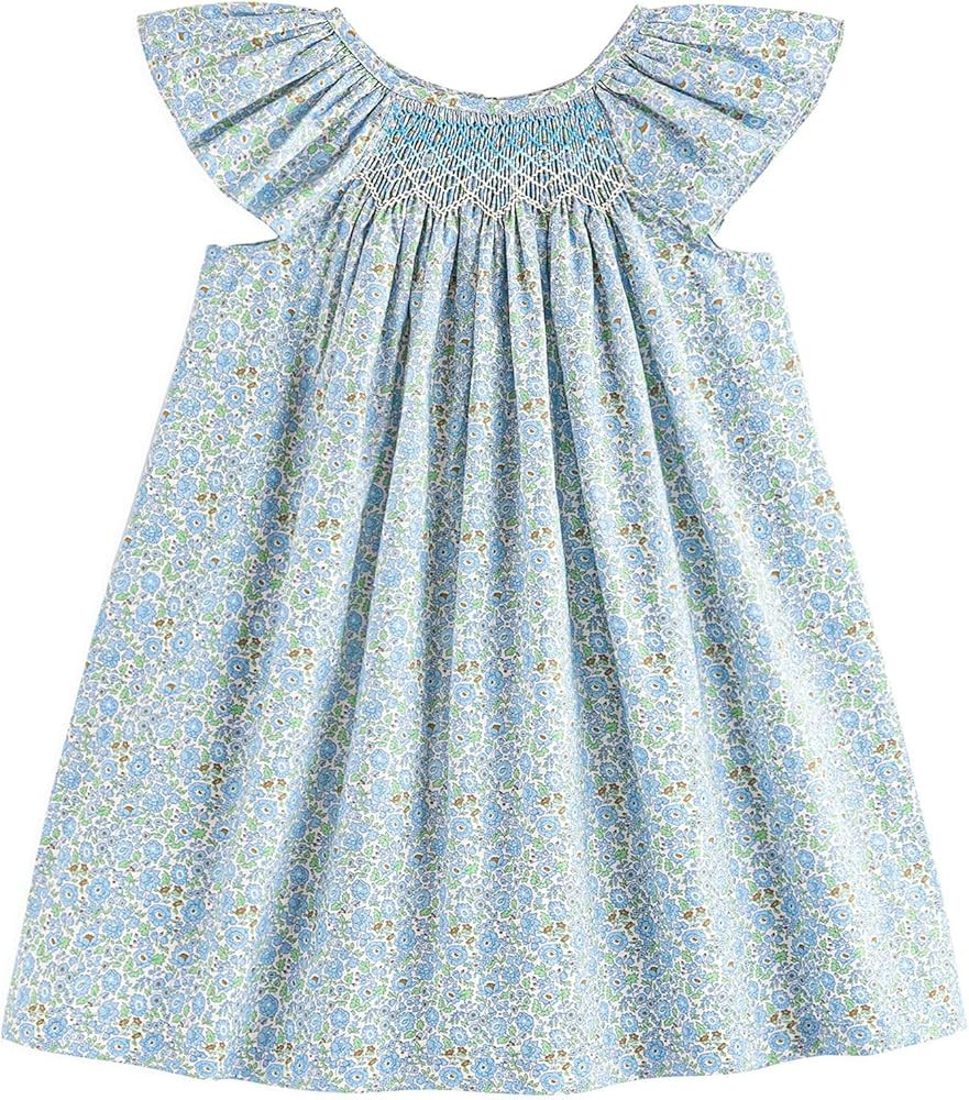 Simplee kids Baby Girls Casual Dress Toddler Smocking Dress Floral Print Sundress for Spring Summ... | Amazon (US)