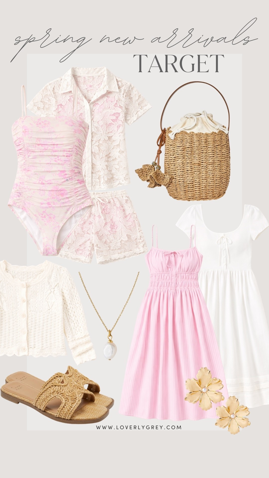 New arrivals at Target just in time for spring! I am loving the patterned pink and white one piece bathing suit for the summer! It pairs perfectly with the white matching set and cute sandals!

#LTKSeasonal #LTKootd #LTKgrwm