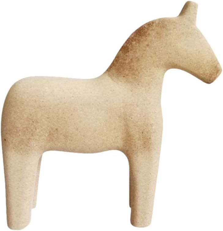 HEALLILY Vintage Unfinished Swedish Wooden Dala Horse Unfinished Wooden Horse Figurine Statue Hor... | Amazon (US)