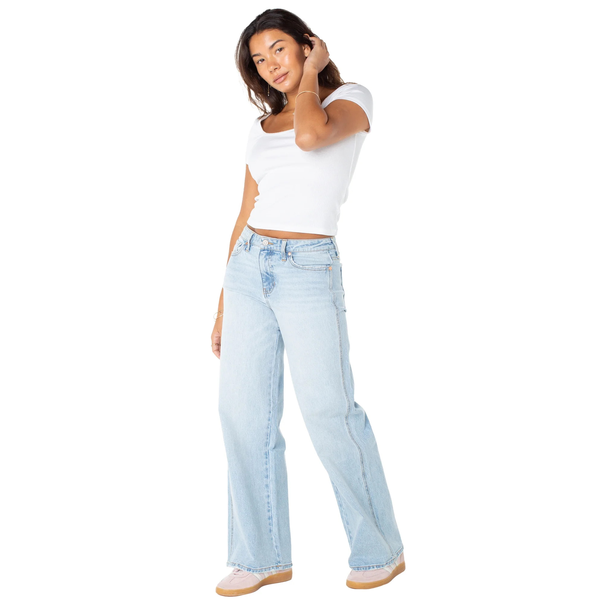Celebrity Pink Women's and Women's Plus Baggy Wide Leg Jeans, Sizes 1-24 | Walmart (US)