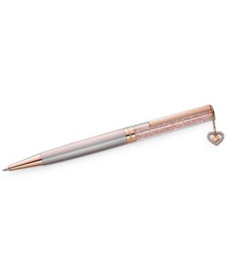 Rose Gold-Tone Pavé Heart Charm Crystalline Ballpoint Pen | Macy's