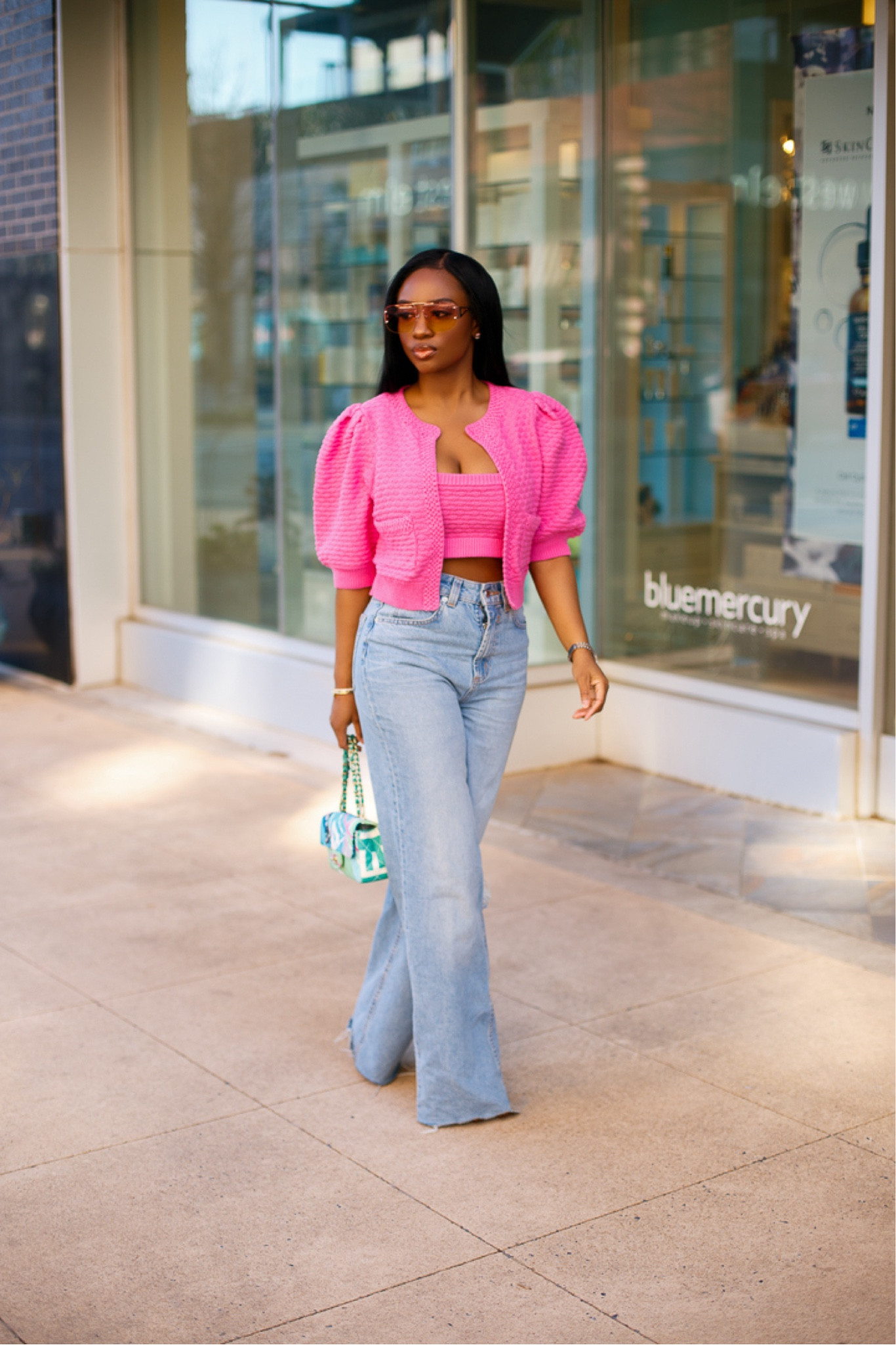 Knit crop/cardigan with Denim