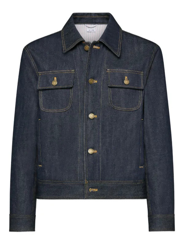 selvedge-detail back-strap shirt jacket | Farfetch Global