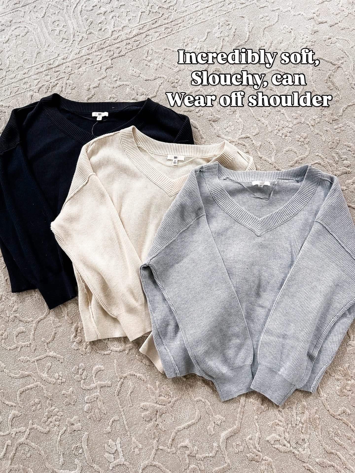Love the ribbed slouchy v neck sweaters tts Nordstrom anniversary Sale 

#LTKStyleTip #LTKFindsUnder50