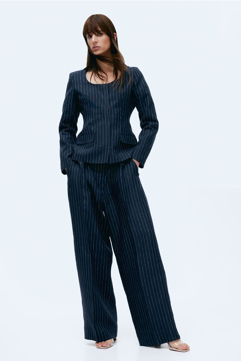 Balloon-leg trousers - Navy blue/Pinstriped - Ladies | H&M GB | H&M (UK, MY, IN, SG, PH, TW, HK)