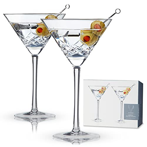 Viski Admiral Etched Martini Glasses, Cocktail Coupe Glasses, Stemmed Crystal Glassware, Home and Bar Drinkware, Set of 2, 9oz | Amazon (US)