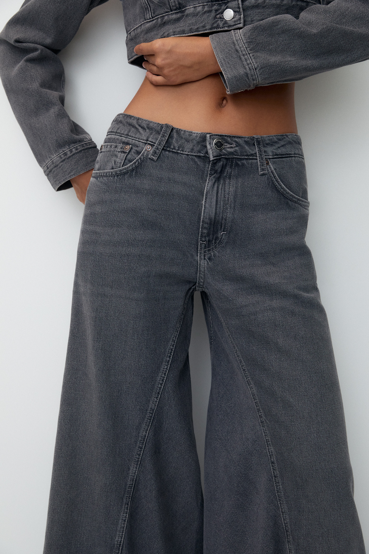Grey palazzo jeans | PULL and BEAR UK