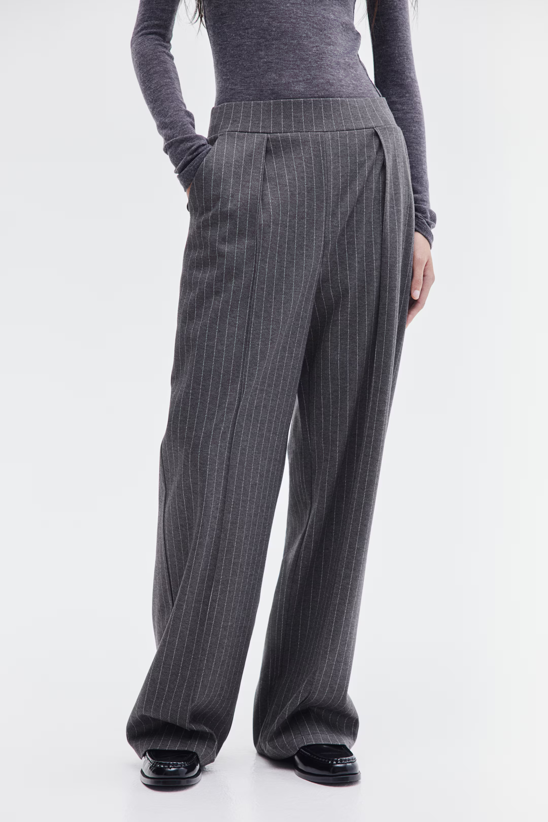 High-waist Dress Pants - Gray/pinstriped - Ladies | H&M US | H&M (US + CA)