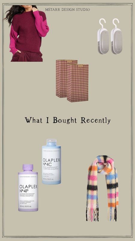 What I bought recently, including gingham paper bags for making stars, olaplex hair care, a rainbow striped scarf, red color block holiday sweater, and a two pack of mini bag sealers from Amazon. 

H&M, Target, Amazon, Sephora

#LTKbeauty #LTKhome #LTKHoliday