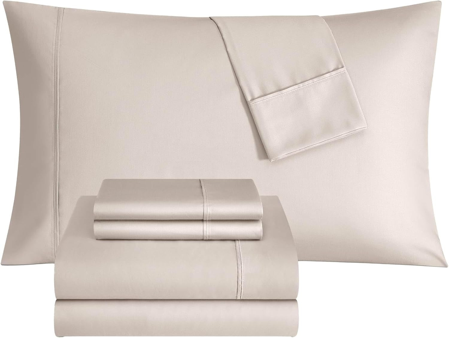 Thomasville 1500 Thread Count 6 Piece Premium Cotton Rich Sateen Sheet Set, 4 Pillow Cases, 1 Fit... | Amazon (US)