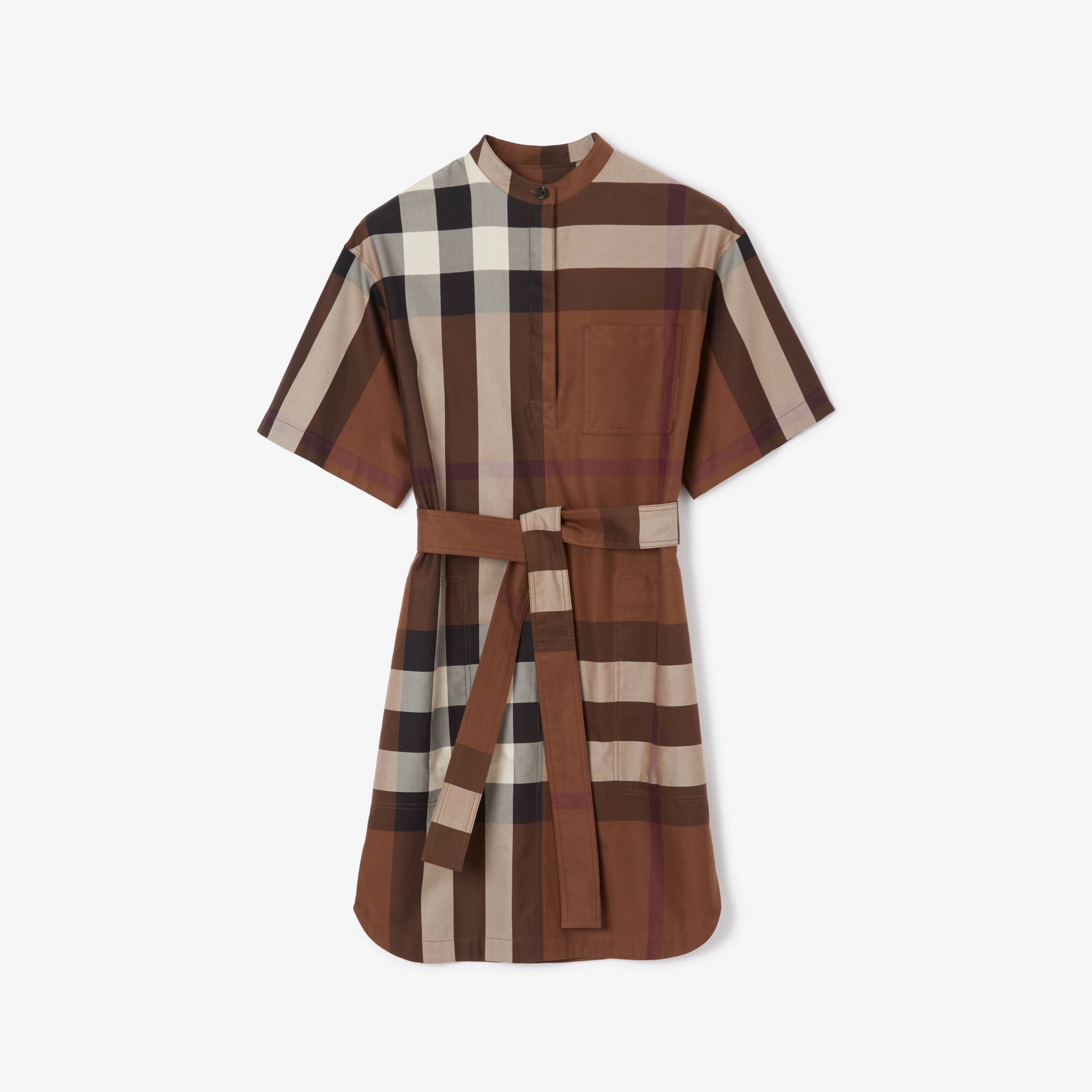 Check Cotton Tie-waist Shirt Dress in Dark Birch Brown - Women | Burberry® Official | Burberry (US)
