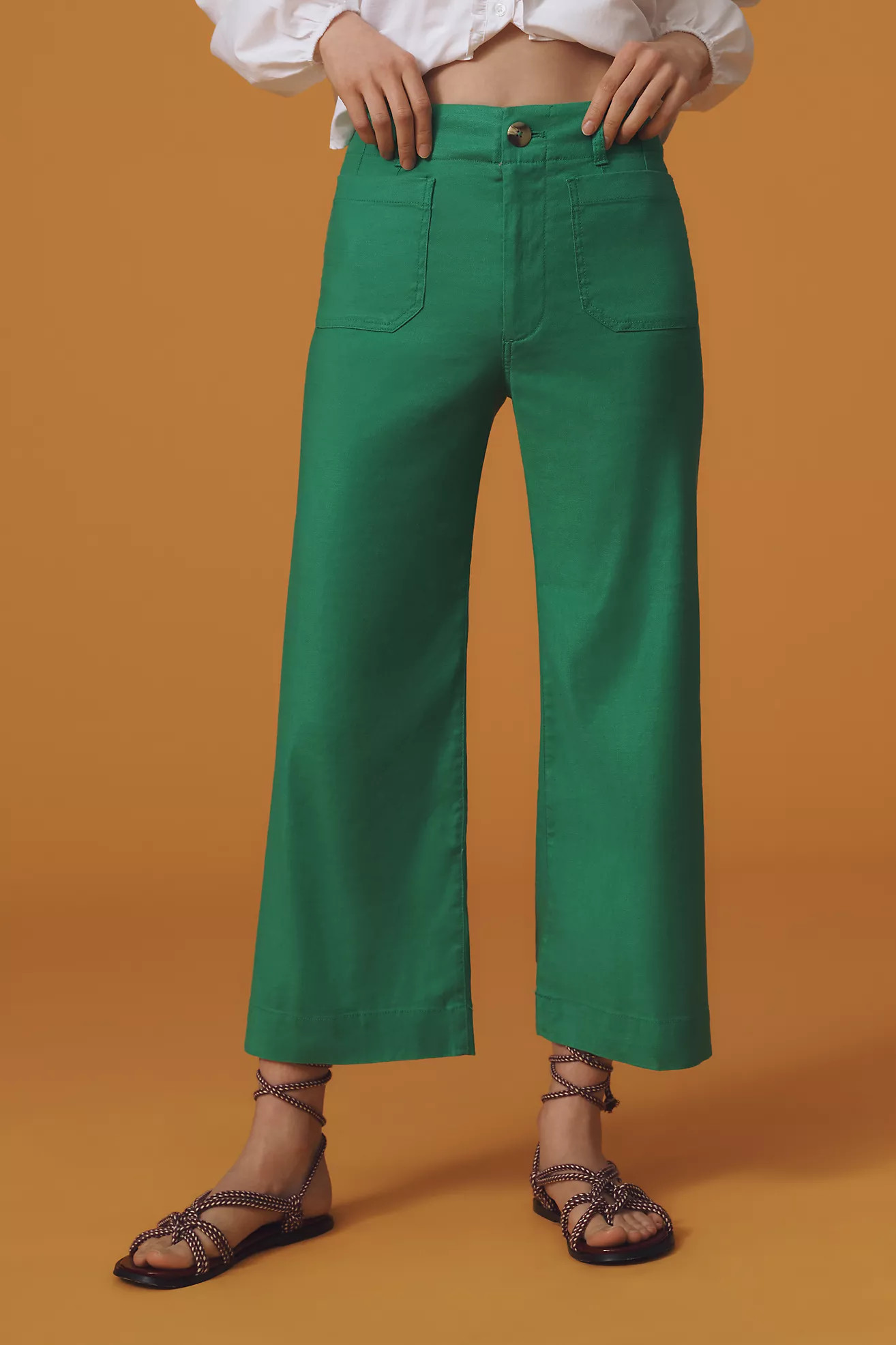 The Colette Linen Blend Crop Wide-Leg Pants by Maeve | Anthropologie (US)