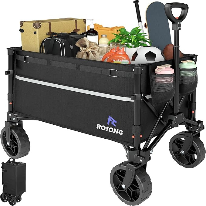 Collapsible Wagon Cart with Wheels Foldable - Folding Utility Heavy Duty Wagons Carts for Grocery... | Amazon (US)