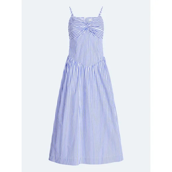 Free Assembly Women's Twist Front Sleeveless Maxi Dress with Drop Waist, Sizes XS-XXL | Walmart (US)