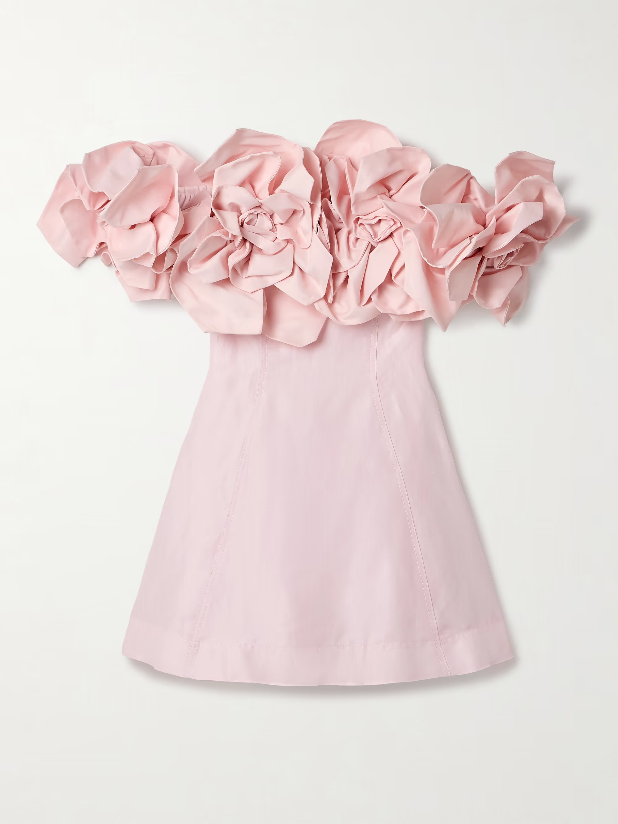 Etta off-the-shoulder appliquéd linen-blend mini dress | NET-A-PORTER (US)