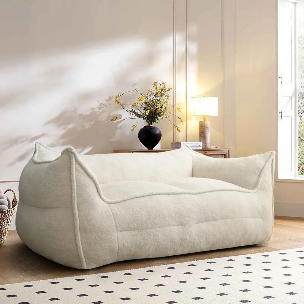 Boring Large Teddy Fabric Bean Bag Loveseat Sofa | Pop Maison