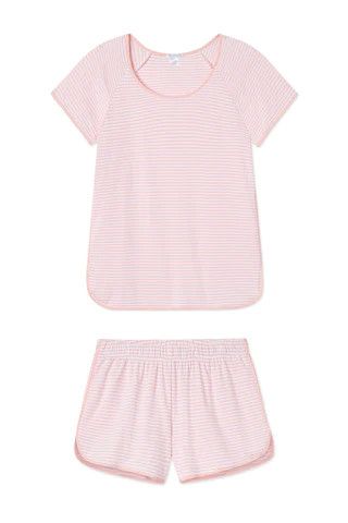 Pima Shorts Set in English Rose Stripe | Lake Pajamas