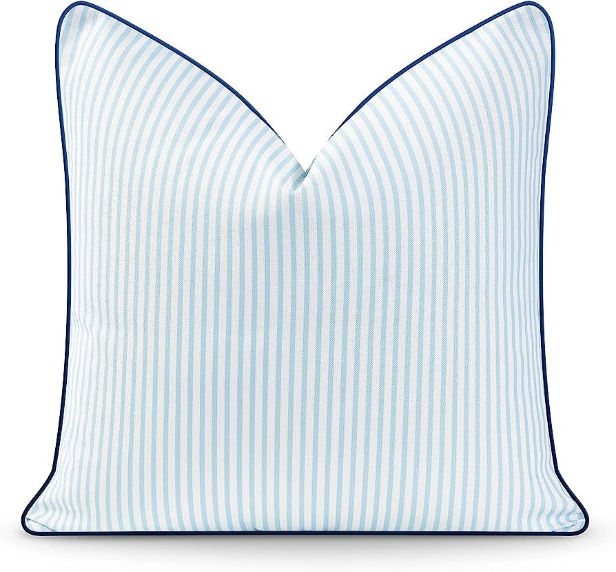 Hofdeco Premium Coastal Hampton Style Patio Indoor Outdoor Pillow Cover Only, 20"x20" Water Resis... | Amazon (US)