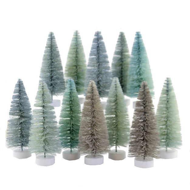 Christmas 5.25" Rainbow Trees Winter Blue S/12 Bottle Brush Christmas Village  -  Decorative Figu... | Target