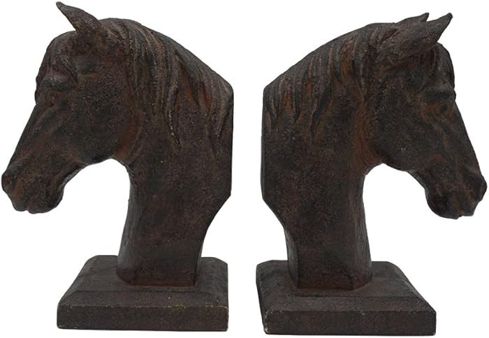 Comfy Hour Farmhouse Collection 5" Length 7" Height Set 2 Horse Head Art Bookends, 1 Pair, Antiqu... | Amazon (US)