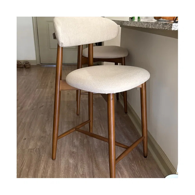 Vannie Upholstered Counter Stool with Solid Wood Frame (Set of 2) | Wayfair North America
