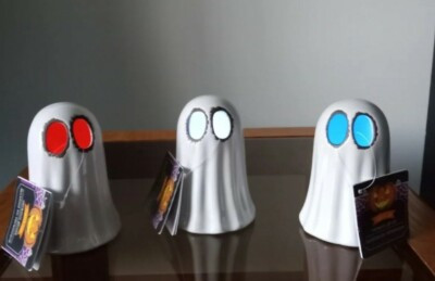 HALLOWEEN: CERAMIC: WHITE: PORCELAIN: LED: COLOR CHANGING: LIGHT-UP GHOST: NEW | eBay US