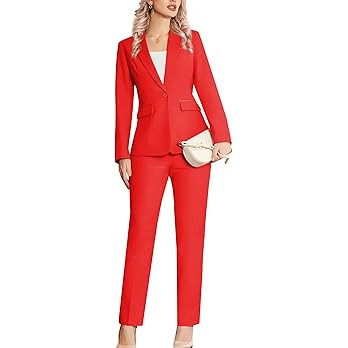 Kelyaa Women's 2 Piece Suit Notched Lapel One Button Slim Fit Business Office Work Tuxedo Blazer ... | Amazon (US)