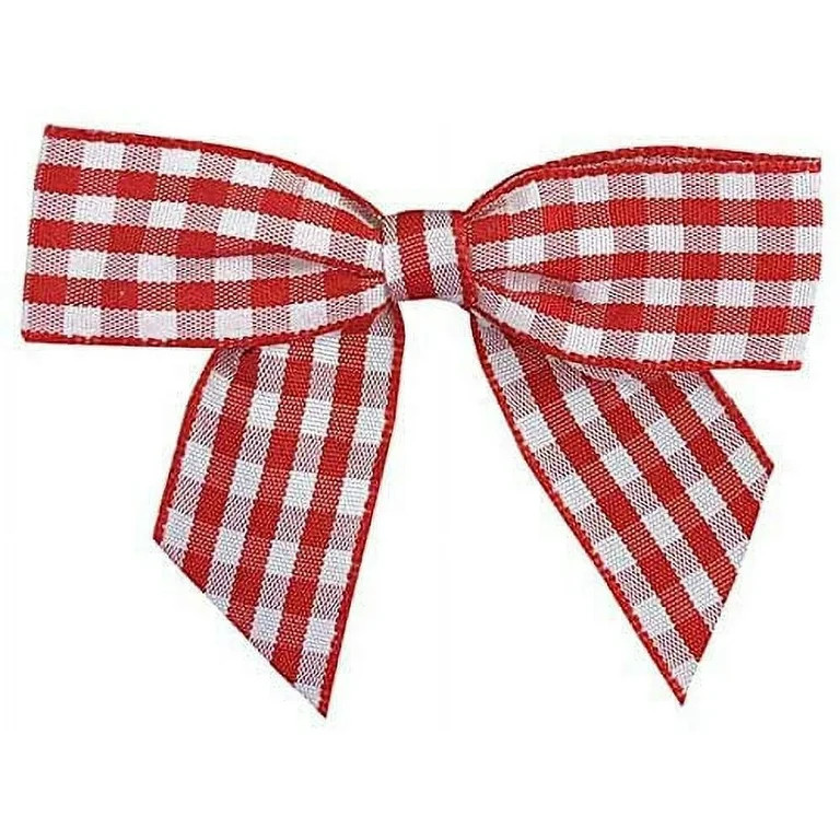 Red & White Gingham Pre-Tied Bows - 3" Wide, Set of 12, Buffalo Check, Plaid, Valentine's Day, We... | Walmart (US)