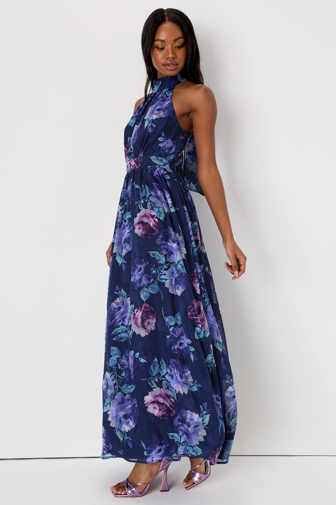 Splendid Perfection Navy Blue Floral Jacquard Maxi Dress | Lulus (US)