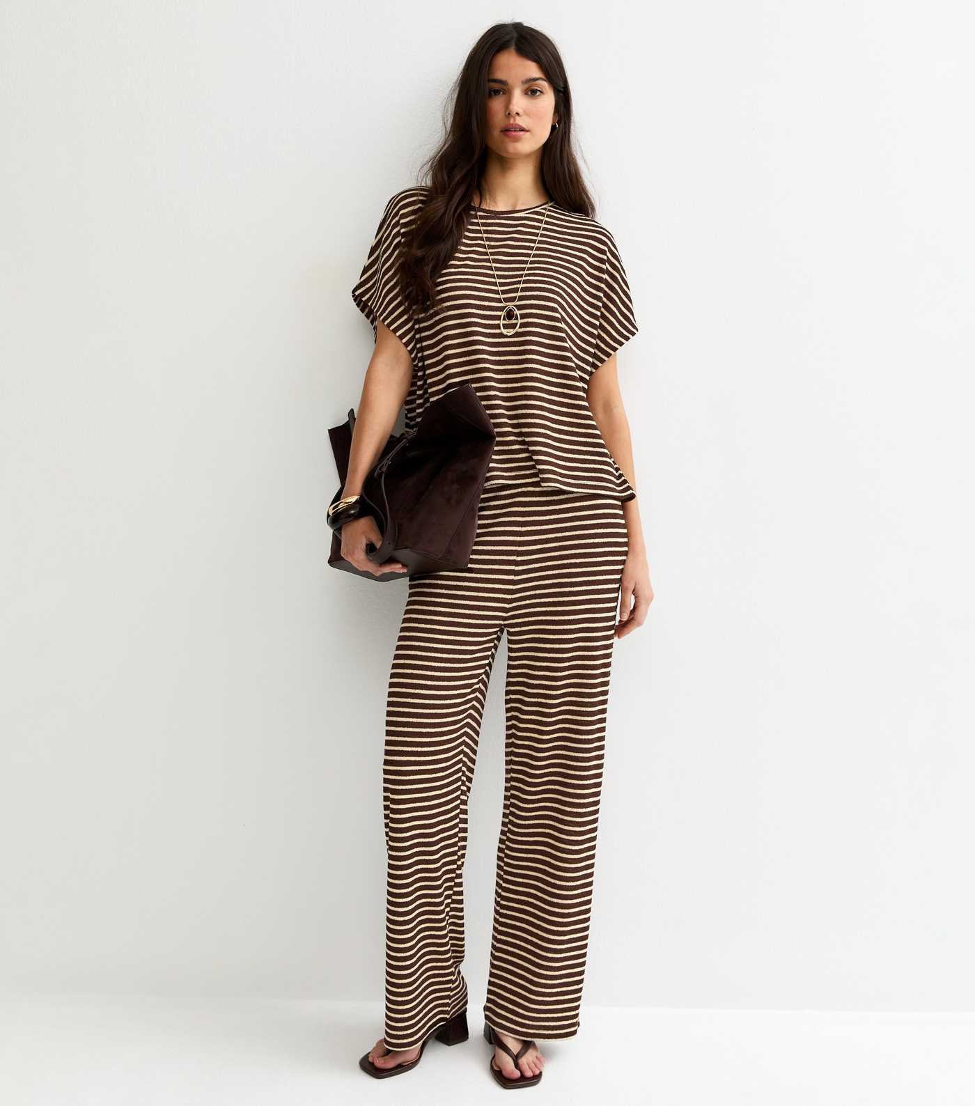 Brown Textured Soft Touch Stripe Top | New Look | New Look (UK)