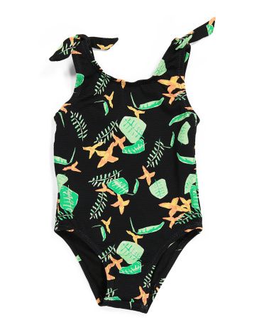 Baby Girl Neon Rainforest Sustainable Tie One-piece Swimsuit | TJ Maxx