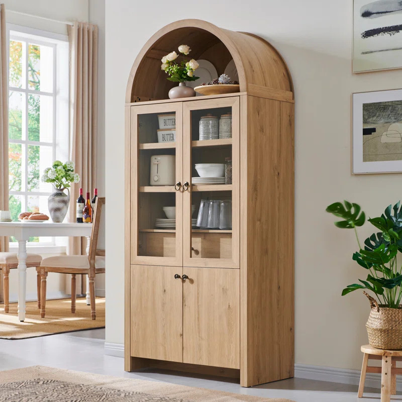Winston Porter 71" Tall Arched Kitchen Pantry, Modern Kitchen Storage Cabinets with Open & Adjust... | Wayfair North America