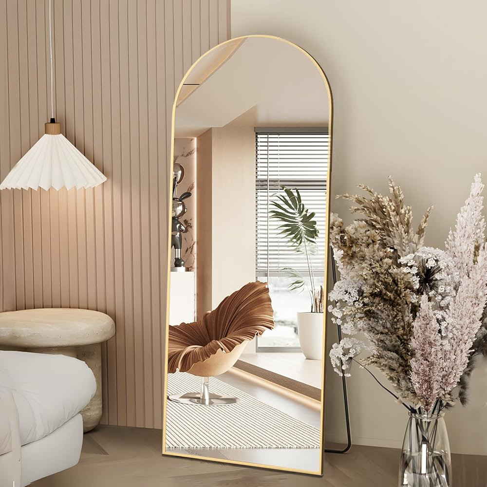 NEUWEABY Full Length Mirror, 64"x21" Arch Mirror Floor Mirror with Stand Wall Mirror Gold Arched ... | Amazon (CA)