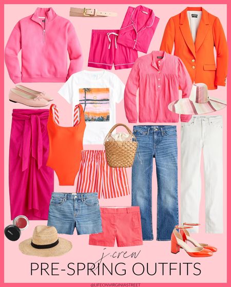 Cute new pre-spring outfit arrivals from J. Crew! Loving this colorful pink and orange sweatshirt, sunset tee, orange blazer, colorful tee, bright pink pajamas, jean shorts, straw hat, striped sun hat, pareo, beach tote, ballet flats, colorful shoes, and board shorts!
.
#ltksalealert #ltkunder50 #ltkunder100 #ltkstyletip #ltktravel #ltkswim #ltkseasonal #ltkitbag #ltkhome #ltkcurves #ltkworkwear #ltkgiftguide #ltkfind

#LTKsalealert #LTKSeasonal #LTKunder50