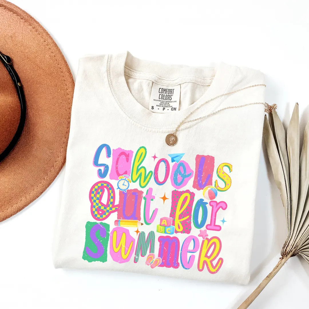 Schools Out for Summer Shirt Colorful, Bright Mixed Font Teacher Tee, Last Day of School Gift, Co... | Etsy (Global)