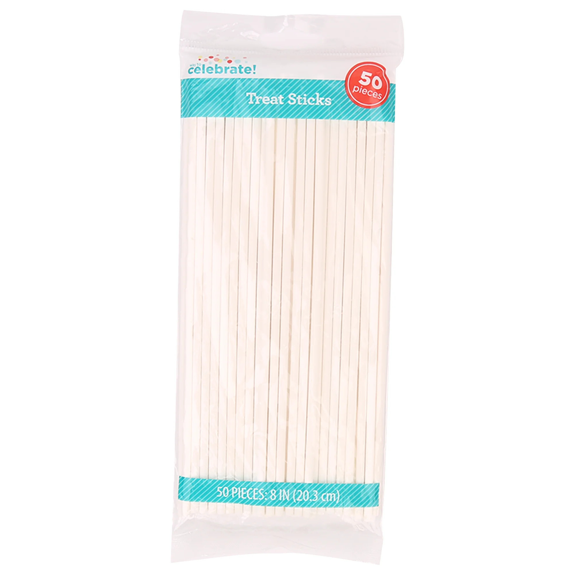 Way to Celebrate 8in Treat Stick, White, Paper, 50 Count - Walmart.com | Walmart (US)