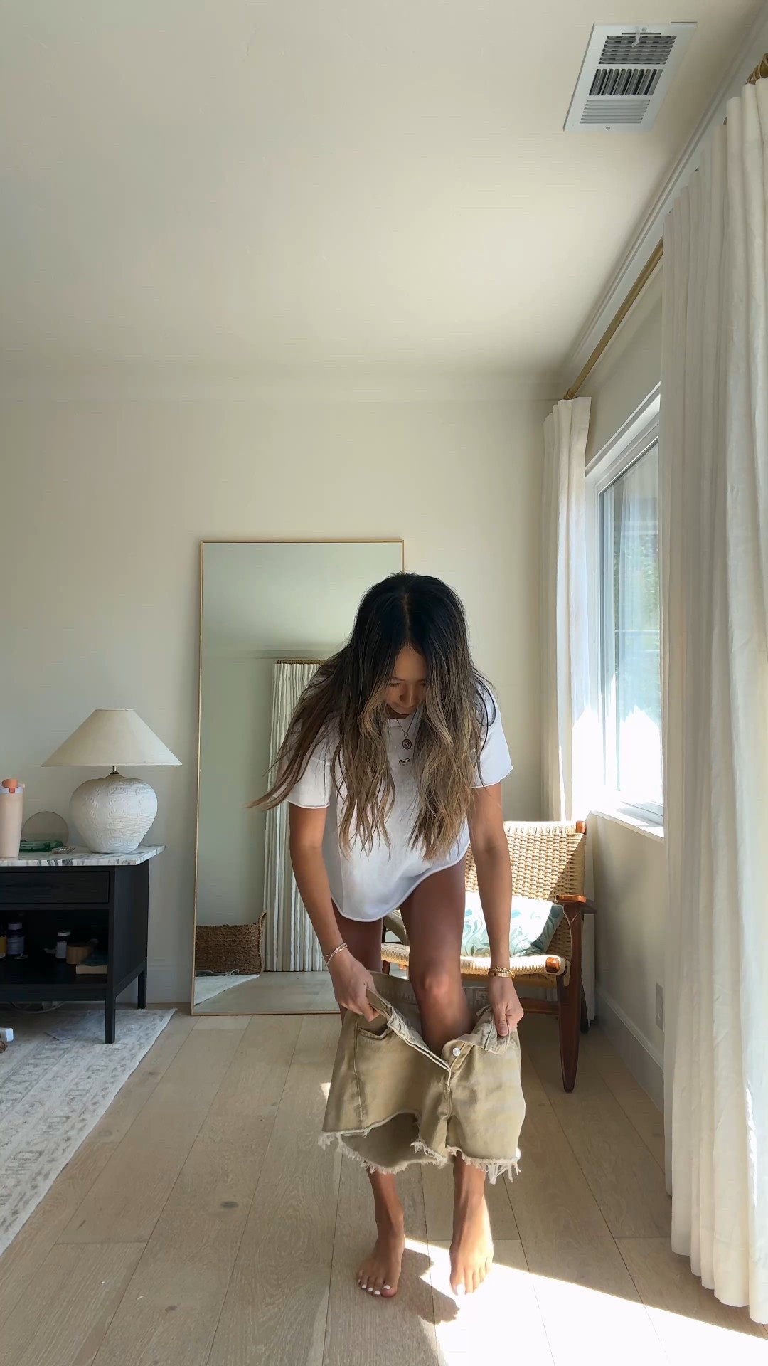 top size small (runs big)
jean shorts went up a size (26)
jcrew bag
chanel flats