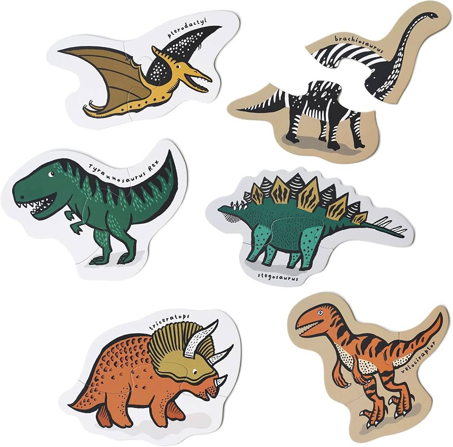 Wee Gallery Dinos Beginner Puzzle - Jigsaw Puzzles Designed for Toddlers - Sensory Toys Promoting... | Amazon (US)