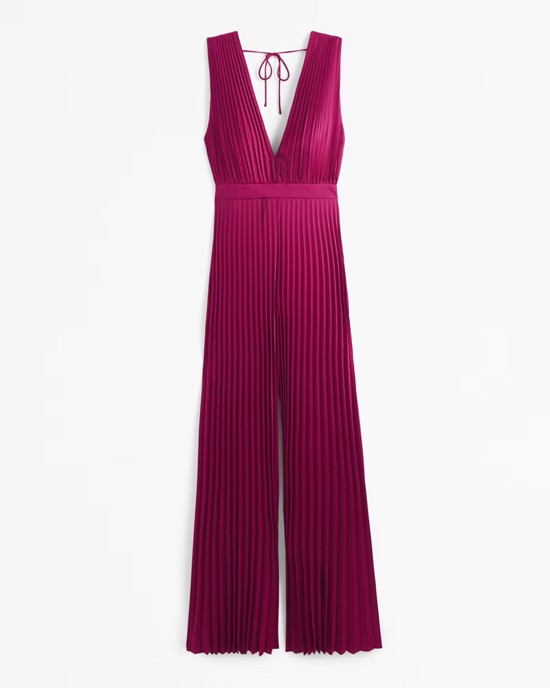 Women's The A&F Giselle Pleated Jumpsuit | Women's Dresses & Jumpsuits | Abercrombie.com | Abercrombie & Fitch (US)