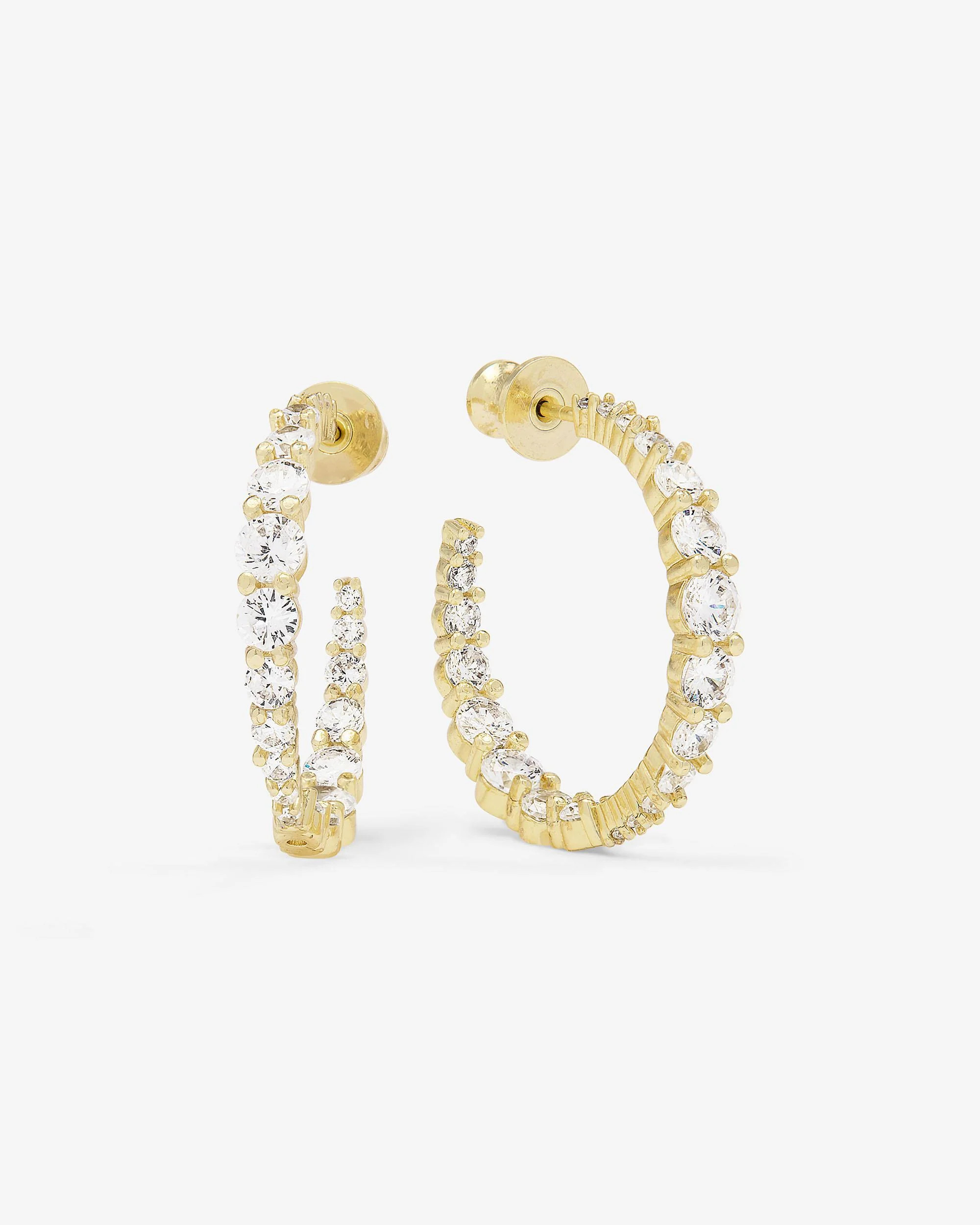 "Oh She Fancy" Graduated Hoops 1" - Gold|Simulated Diamond | Melinda Maria Jewelry