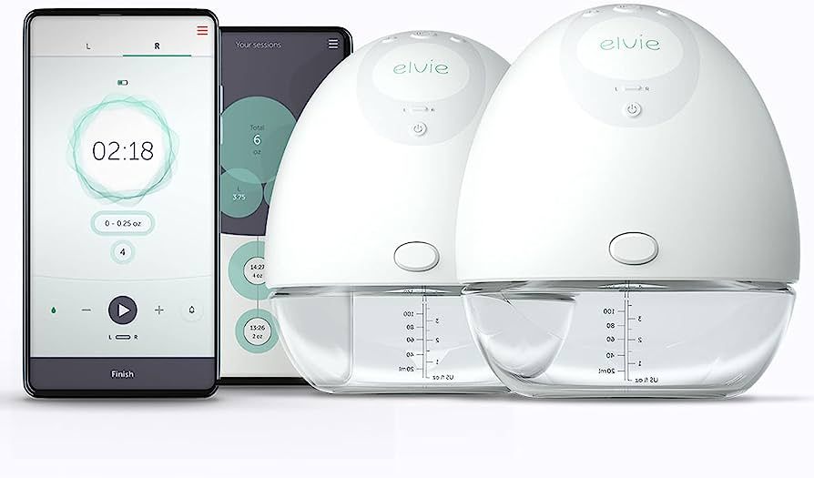 Wearable Breast Pump Elvie Double - The Smallest, Quietest Electric Breast Pump - Portable Breast Pump Hands Free & Discreet - Automated with Four Personalized Settings | Amazon (US)