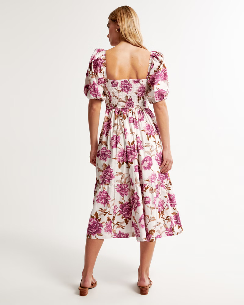 Emerson Poplin Puff Sleeve Midi Dress | Abercrombie & Fitch (US)