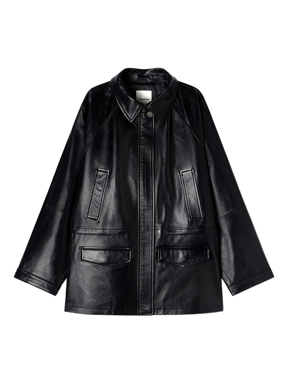 shirt collar leather jacket | Farfetch Global