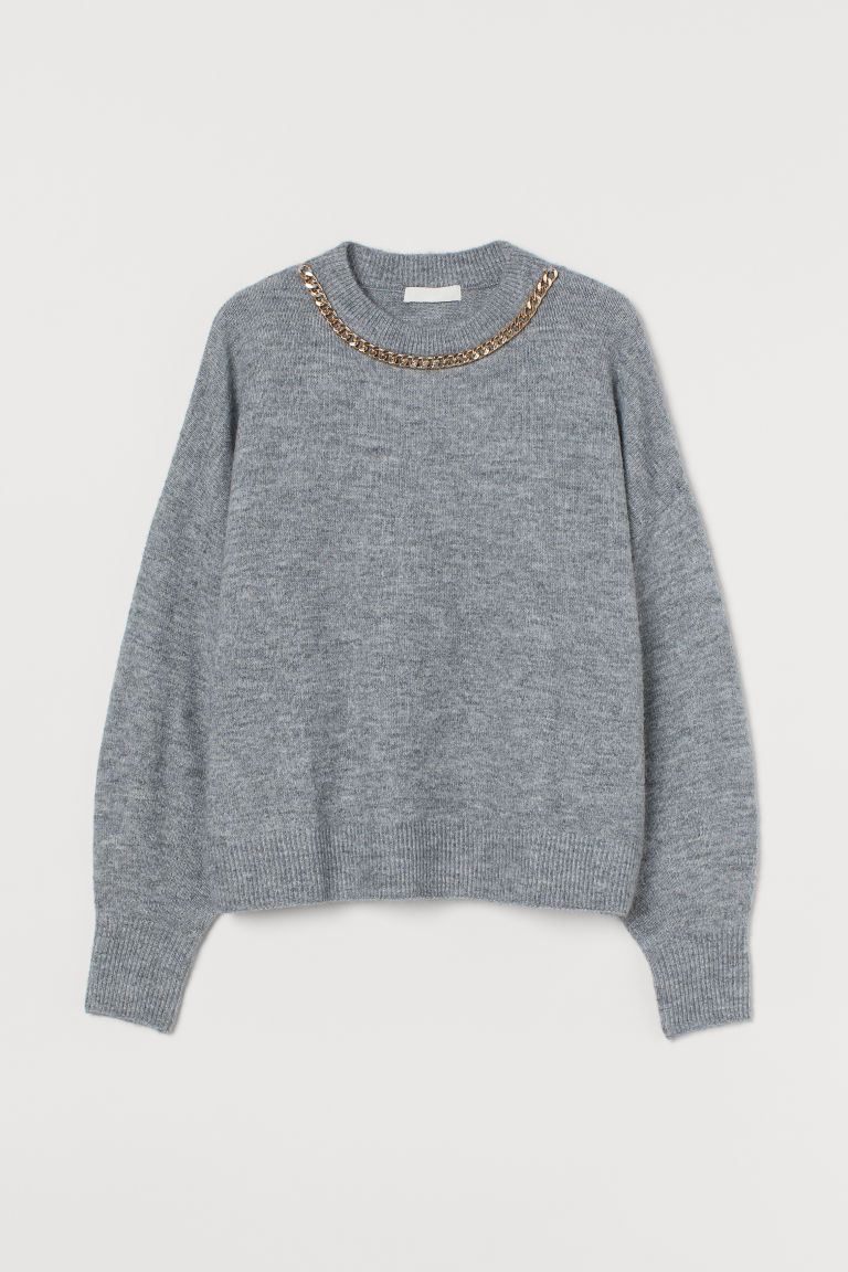 H & M - Chain-detail Sweater - Gray | H&M (US + CA)