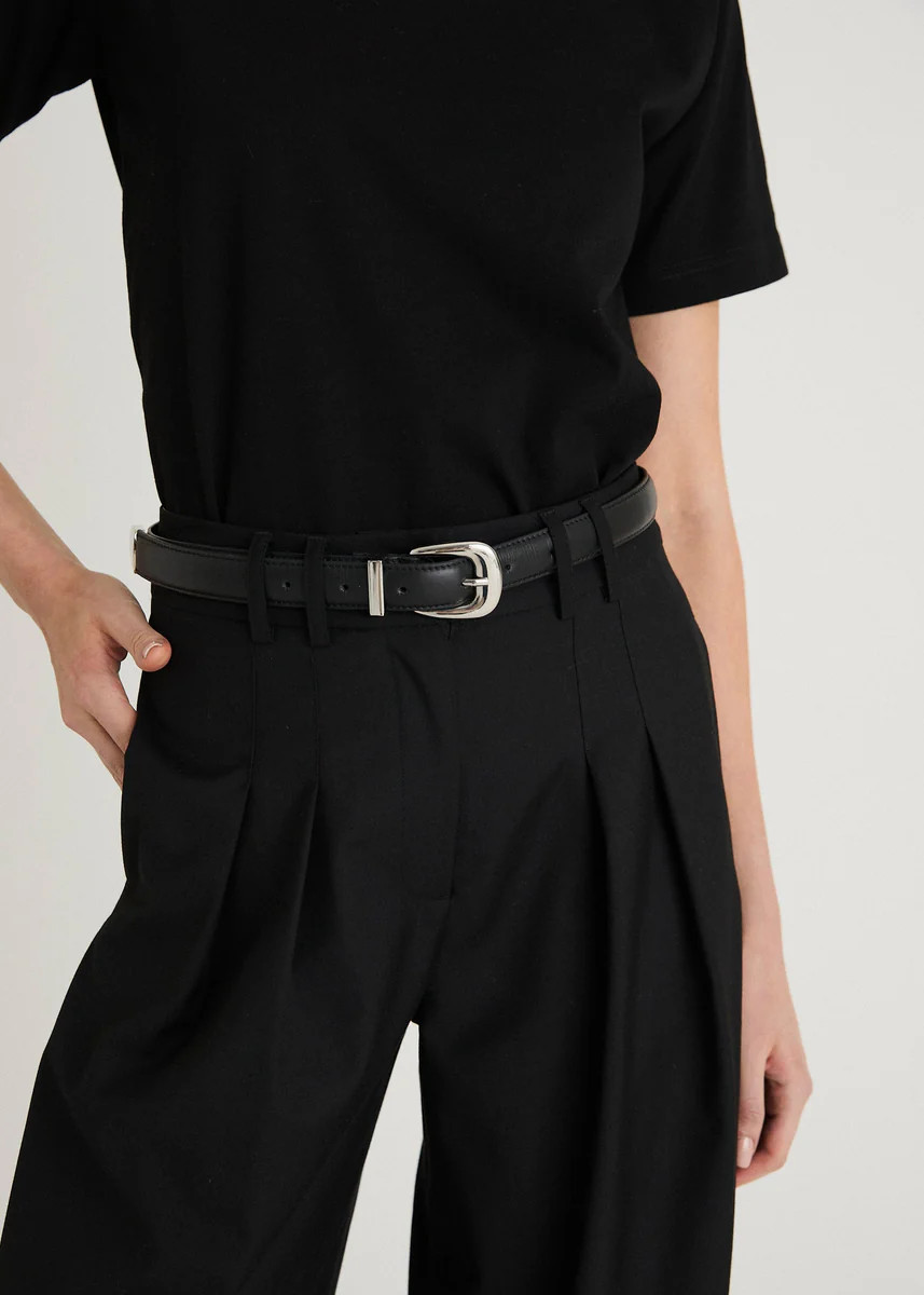 STATEMENT LEATHER BELT - BLACK / SILVER | WAT The Brand