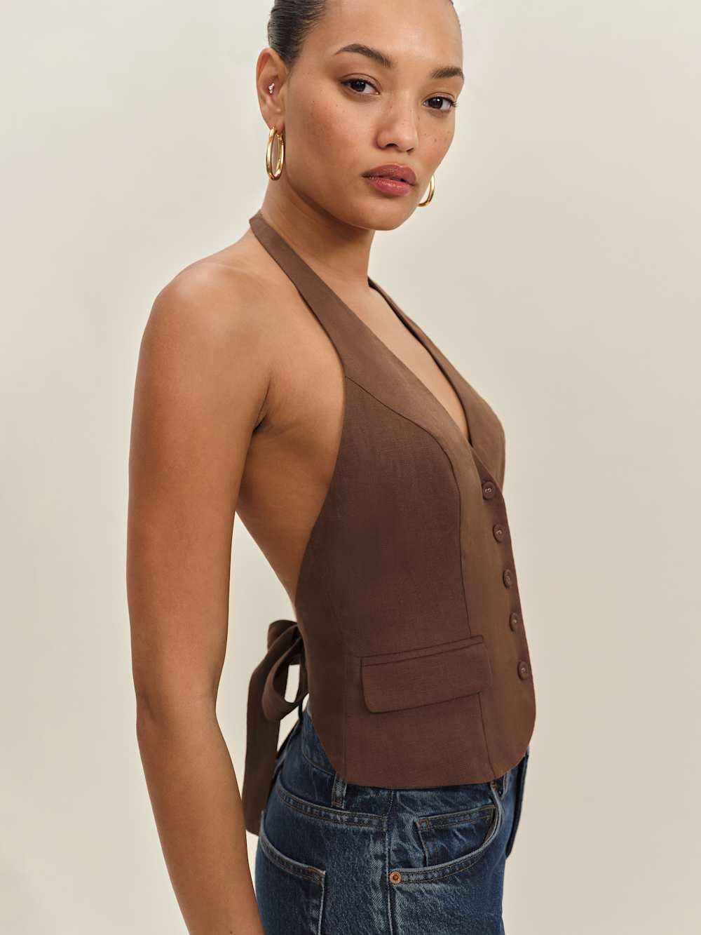 Aida Linen Vest | Reformation (Global)