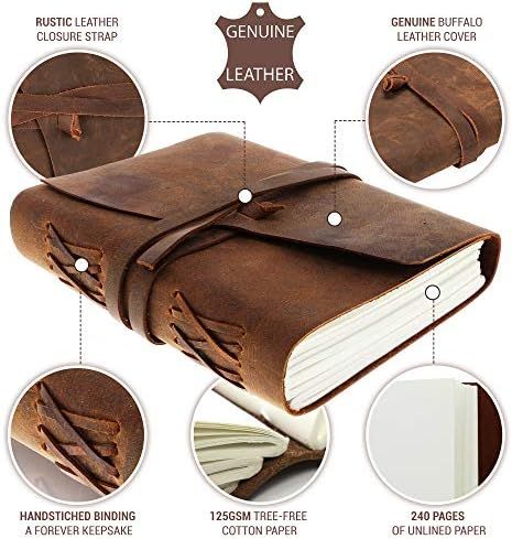 Leather Journal Writing Notebook - Vintage Handmade Bound Notepad for Men & Women - Write in Plai... | Amazon (US)